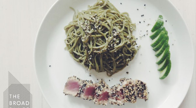 Sesame Crusted Tuna with Green Tea Soba Noodles