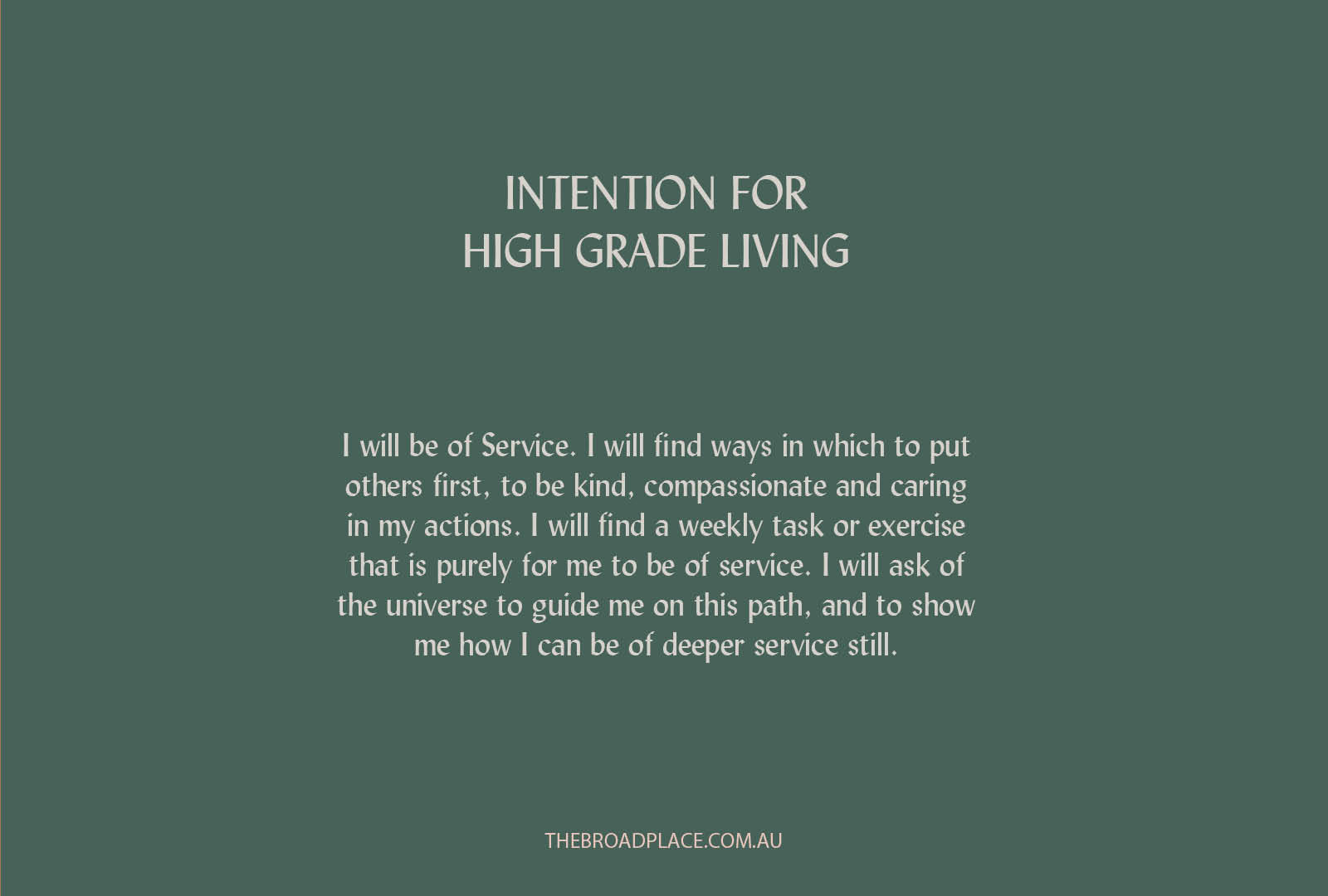 L E T T E R – SERVICE Intention Setting For The Week Ahead