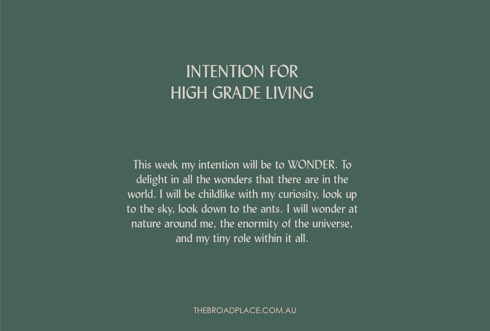 L E T T E R – WONDER Intention Setting For The Week Ahead