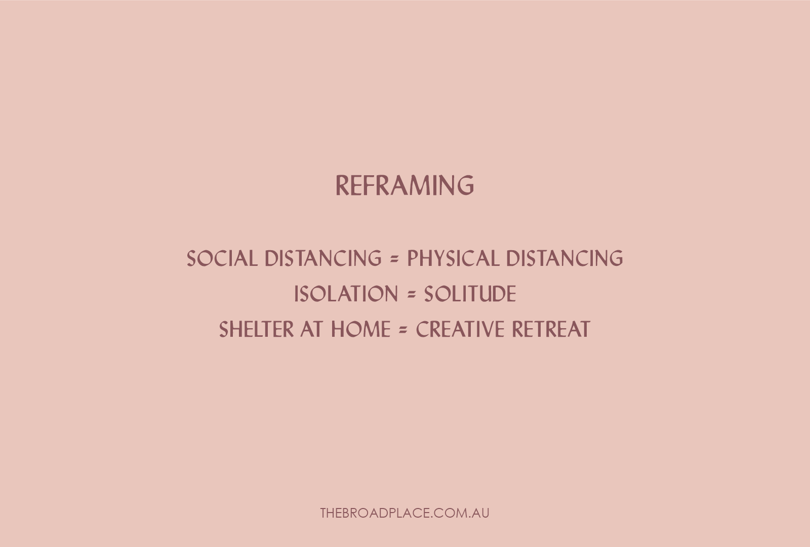 L E T T E R from Jac – Reframing